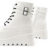 DREAM PAIRS Women Platform Combat Ankle Boots Goth Chunky High Heel Lace Up Motorcycle Booties(White)