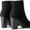 DREAM PAIRS Women’s Ankle Boots Chunky Block Heel Booties(Black/Suede)