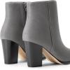 DREAM PAIRS Women’s Ankle Boots Chunky Block Heel Booties(Grey/Suede)