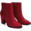DREAM PAIRS Women’s Ankle Boots Chunky Block Heel Booties(Red)