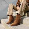 DREAM PAIRS Women’s Ankle Boots Chunky Block Heel Booties(Tan/Suede)