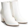 DREAM PAIRS Women’s Ankle Boots Chunky Block Heel Booties(White-pu)