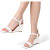 DREAM PAIRS Women’s Casual Dressy Wedge Sandals Cute Square Toe and Buckle Ankle Strappy Slingback Wedding Shoes,Sdpw224w, White, Size 8