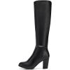 DREAM PAIRS Women’s Chunky Heel Knee High Boots(Black/Pu)