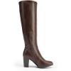 DREAM PAIRS Women’s Chunky Heel Knee High Boots(Brown-pu)