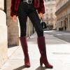 DREAM PAIRS Women’s Chunky Heel Knee High Boots(Burgundy)