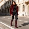 DREAM PAIRS Women’s Chunky Heel Knee High Boots(Burgundy)