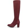 DREAM PAIRS Women’s Chunky Heel Knee High Boots(Burgundy)