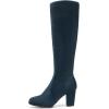 DREAM PAIRS Women’s Chunky Heel Knee High Boots(Dark/Blue)