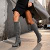 DREAM PAIRS Women’s Chunky Heel Knee High Boots(Grey)