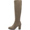 DREAM PAIRS Women’s Chunky Heel Knee High Boots(Khaki)