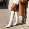 DREAM PAIRS Women’s Chunky Heel Knee High Boots(White/Pu)