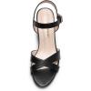 DREAM PAIRS Women’s Chunky Heels Open Toe Ankle Strap Sparkly Heels Pump Sandals(Black-pu)