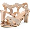 DREAM PAIRS Women’s Chunky Heels Open Toe Ankle Strap Sparkly Heels Pump Sandals(Champagne/Glitter)