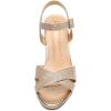 DREAM PAIRS Women’s Chunky Heels Open Toe Ankle Strap Sparkly Heels Pump Sandals(Champagne/Glitter)