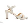 DREAM PAIRS Women’s Chunky Heels Open Toe Ankle Strap Sparkly Heels Pump Sandals(White/Pu)
