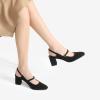 DREAM PAIRS Women’s Closed Toe Chunky High Heels Mary Jane Block Square Toe Slingback Strappy Dress Work Pumps Shoes(Black-suede)