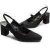 DREAM PAIRS Women’s Closed Toe Chunky High Heels Mary Jane Block Square Toe Slingback Strappy Dress Work Pumps Shoes(Black-suede)