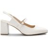 DREAM PAIRS Women’s Closed Toe Chunky High Heels Mary Jane Block Square Toe Slingback Strappy Dress Work Pumps Shoes(White-pu)