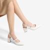 DREAM PAIRS Women’s Closed Toe Chunky High Heels Mary Jane Block Square Toe Slingback Strappy Dress Work Pumps Shoes(White-pu)