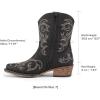 DREAM PAIRS Women’s Cowboy Cowgirl Western Boots Embroidered Stitched Ankle Boots Square Toe Chunky Heel Fashion Short Booties with Zipper(Black)