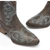 DREAM PAIRS Women’s Cowboy Cowgirl Western Boots Embroidered Stitched Ankle Boots Square Toe Chunky Heel Fashion Short Booties with Zipper(Brown)