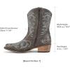 DREAM PAIRS Women’s Cowboy Cowgirl Western Boots Embroidered Stitched Ankle Boots Square Toe Chunky Heel Fashion Short Booties with Zipper(Brown)