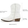 DREAM PAIRS Women’s Cowboy Cowgirl Western Boots Embroidered Stitched Ankle Boots Square Toe Chunky Heel Fashion Short Booties with Zipper(White)