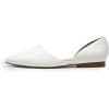 DREAM PAIRS Women’s Elegant Dressy Flats Shoes Pointed Toe Casual Comfort Slip on Walking Flats for Women(White-pu)