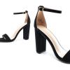 DREAM PAIRS Women’s Hi-Chunk High Heel Pump Sandals(Black/Nubuck)