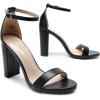 DREAM PAIRS Women’s Hi-Chunk High Heel Pump Sandals(Black/Pu)