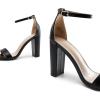 DREAM PAIRS Women’s Hi-Chunk High Heel Pump Sandals(Black/Pu)