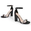 DREAM PAIRS Women’s Hi-Chunk High Heel Pump Sandals(Black-rhinestone)