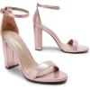 DREAM PAIRS Women’s Hi-Chunk High Heel Pump Sandals(Champagne/Pearl)