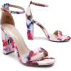 DREAM PAIRS Women’s Hi-Chunk High Heel Pump Sandals(Floral)