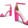 DREAM PAIRS Women’s Hi-Chunk High Heel Pump Sandals(Fuchsia/Suede)