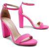 DREAM PAIRS Women’s Hi-Chunk High Heel Pump Sandals(Fuchsia/Suede)
