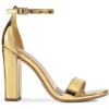 DREAM PAIRS Women’s Hi-Chunk High Heel Pump Sandals(Gold-pat)