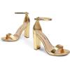 DREAM PAIRS Women’s Hi-Chunk High Heel Pump Sandals(Gold-pat)