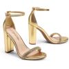 DREAM PAIRS Women’s Hi-Chunk High Heel Pump Sandals(Gold-rhinestone)