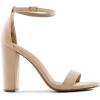 DREAM PAIRS Women’s Hi-Chunk High Heel Pump Sandals(Nude/Suede)