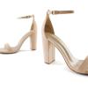 DREAM PAIRS Women’s Hi-Chunk High Heel Pump Sandals(Nude/Suede)