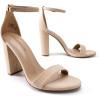 DREAM PAIRS Women’s Hi-Chunk High Heel Pump Sandals(Nude/Suede)