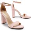 DREAM PAIRS Women’s Hi-Chunk High Heel Pump Sandals(Pink/Suede)