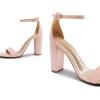 DREAM PAIRS Women’s Hi-Chunk High Heel Pump Sandals(Pink/Suede)