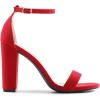 DREAM PAIRS Women’s Hi-Chunk High Heel Pump Sandals(Red/Suede)