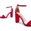 DREAM PAIRS Women’s Hi-Chunk High Heel Pump Sandals(Red/Suede)