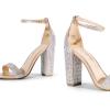 DREAM PAIRS Women’s Hi-Chunk High Heel Pump Sandals(Rose Gold-rhinestone)