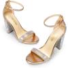 DREAM PAIRS Women’s Hi-Chunk High Heel Pump Sandals(Rose Gold-rhinestone)