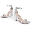 DREAM PAIRS Women’s Hi-Chunk High Heel Pump Sandals(Silver)
